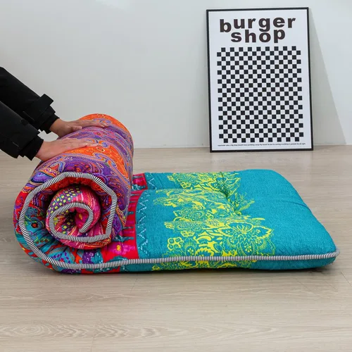 Miniatura 2 de MAXYOYO Cama de Piso Bohemia, Colchón de Futón Japonés, Cama Estrecha Individual, Cama de Campamento Plegable y Enrollable para Adultos Bohemio B