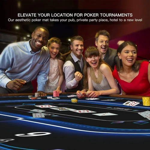 Miniatura 6 de AQQA Tapete de mesa de póquer de lujo de 70 x 35 pulgadas y tablero de póquer, superficie de juego Texas Hold'em de goma para 8-10 jugadores, tapete