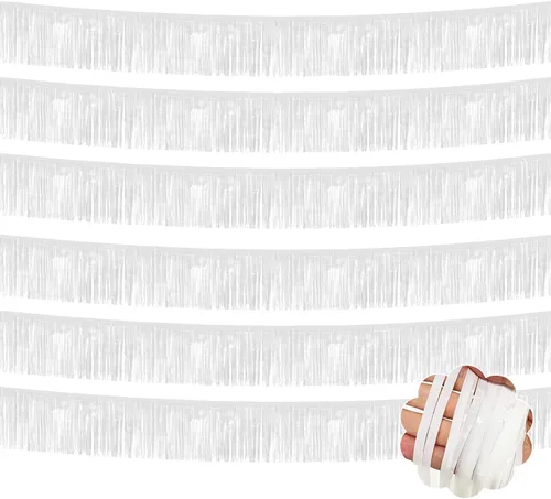 Miniatura 32 de Pack de 6 Guirnaldas de 10 Pies de Flecos de Aluminio con Serpientes de Oropel Bandera Colgante de Pared Telón de Fondo Bandera para Flotas