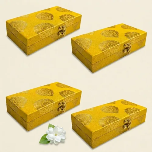 Miniatura 10 de LOVENSPIRE Caja organizadora de viaje de brocado, 4 unidades, cajas de regalo para bodas indias musulmanas paquistaníes punjabi, recuerdo de Nikah