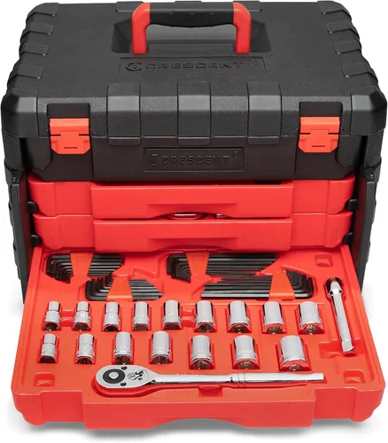 Miniatura 2 de Crescent CTK229C - Juego de herramientas manuales de mecánica de accionamiento de 229 piezas de 1/4", 3/8" y 1/2" con estuche de almacenamiento de 3