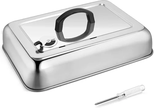 2 piezas de cubierta para untar cúpula de fusión para parrilla (33 x 25 cm), Joyfair tapa rectangular de acero inoxidable para fundir queso para