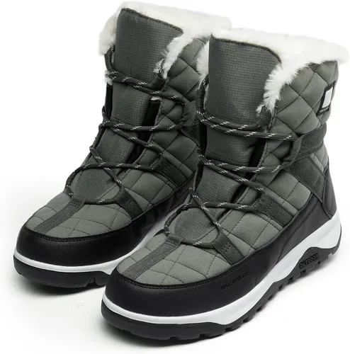 Miniatura 2 de DREAM PAIRS Botas de nieve de invierno para mujer, botines de goma impermeables con forro de piel sintética cálido y cómodo, con cordones