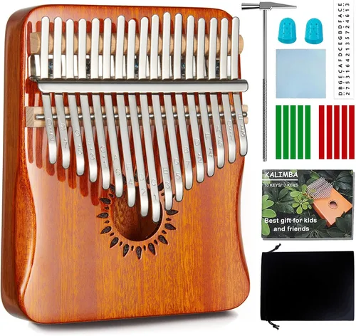 AARVI Kalimba - Piano de pulgar portátil de 17 teclas Mbira con martillo de afinación e instrucciones de estudio, instrumento musical, regalo de