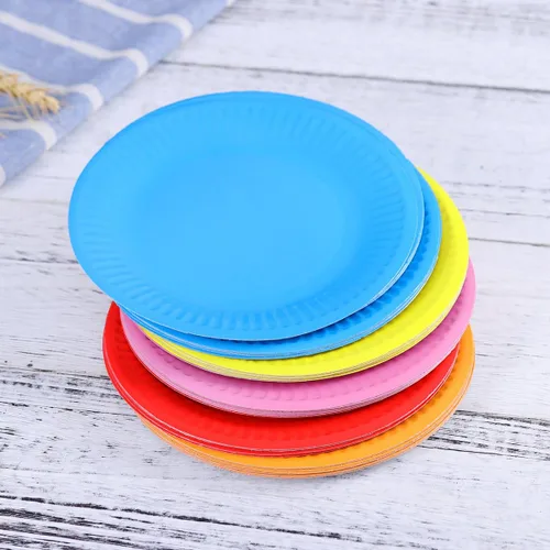Miniatura 6 de NUOLUX Platos de postre de papel desechables de 6 pulgadas, platos pequeños redondos de papel para pasteles, aperitivos, cenas, fiestas y comidas