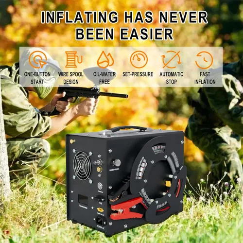 Miniatura 8 de TUXING Compresor de aire PCP, bomba de aire de alta presión 4500 Psi 30 Mpa, convertidor de potencia DC12V/AC120V incorporado, parada automática