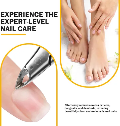 Miniatura 3 de BEZOX Cortacutículas para uñas dignas de salón de belleza, recortadora profesional de media mandíbula (0.197 in) con mango de silicona