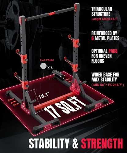Miniatura 3 de YOLEO Smith Machine & Squat Rack Combo, Multi-Functional Power Racks with Adjustable Width & Pull-Up Bar, Cable Crossover Power Cage, Independent