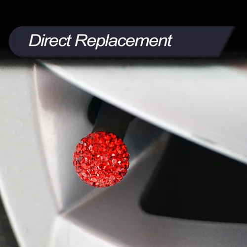 Miniatura 3 de Tapones de válvula de neumático de automóvil, paquete de 4 tapones de aire de vástago de válvula de neumático de automóvil con diamantes de Rojo