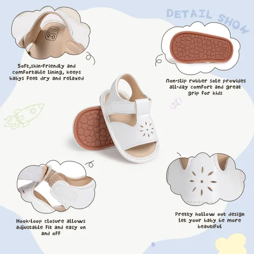 Miniatura 186 de Meckior Sandalias de verano con punta abierta y suave de piel sintética para bebés y niñas pequeñas