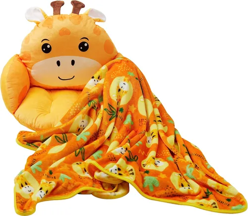 Miniatura 10 de Unicorns & Robots Almohada de cordero para niños con manta, cojín acogedor de animales de felpa, cojín acogedor para sala de juegos y decoración
