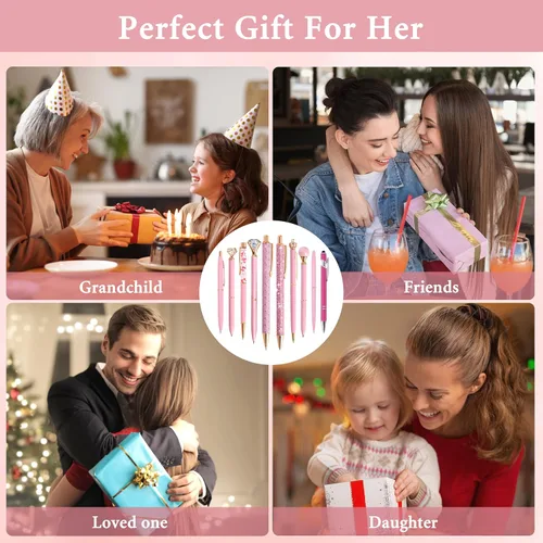 Miniatura 6 de DAIKOYE Juego de 10 Bolígrafos Favores de Fiesta para Niños Regalos Rosados Bolígrafos Rosados para Mujeres Niñas Suministros de Oficina Suministros