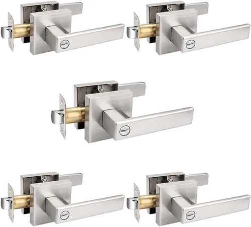 Miniatura 19 de Probrico Manijas de Puerta Negras Planas de Servicio Pesado Palancas Cuadradas de Privacidad para Puertas Interiores Manijas de Puerta para Negro