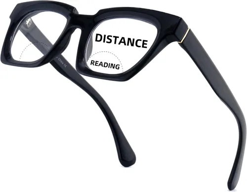 Gafas de lectura bifocales para mujer, de gran tamaño, doble enfoque, luz azul, Oprah, sin línea, gafas retro cuadradas transparentes