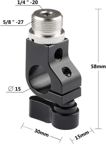Miniatura 2 de CAMVATE Abrazadera de varilla de 0.591 in con conectores de tornillo de 5/8 "-27 para micrófono - 1938
