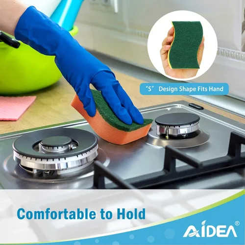 Miniatura 7 de AIDEA Esponjas de cocina, paquete de 50 esponjas de platos resistentes, esponja de limpieza para el hogar y la cocina, suministros de limpieza sin