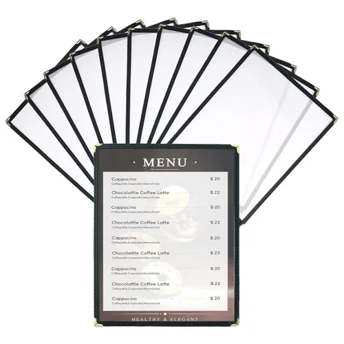 8.5 x 11 Pulgadas Cubiertas de Menú, Paquete de 10 1 Página 2 Vistas Fundas de Menú con Vista Clara Soporte de Menú para Cocina, Suministros de