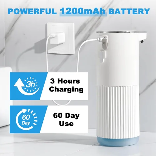 Miniatura 5 de RYTOXILO Dispensador automático de jabón, paquete de 2 dispensadores de jabón líquido sin contacto blanco para baño, dispensador eléctrico