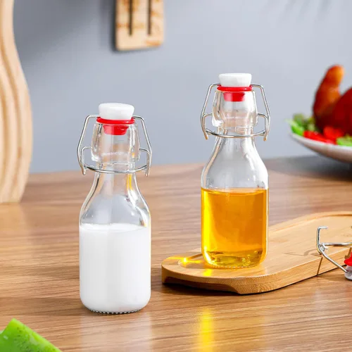 Miniatura 6 de EBOOT Botellas de vidrio con tapón abatible con tapas, claras, con tapa abatible, para cerveza, vinagre, kombucha, con tapones, tapas herméticas