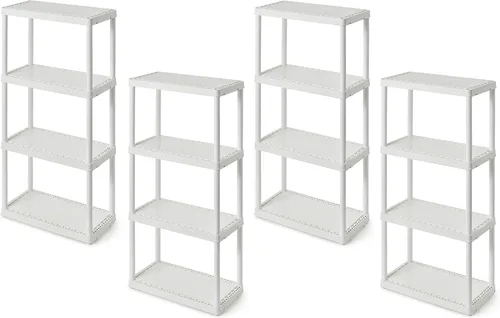 Gracious Living Estantería de 4 niveles, resistente, de peso ligero, de 24 pulgadas, para garaje o interiores, soporta hasta 55 libras, fácil de 4