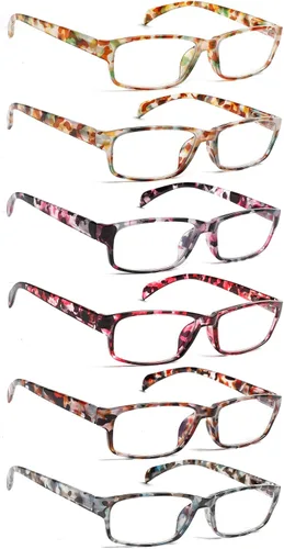 Miniatura 13 de JOSCHOO Gafas de lectura para computadora para mujeres y hombres, paquete de 6 lectores de bisagra de resorte con bloqueo de luz azul Mezcla
