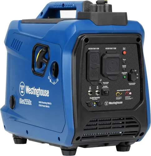 Miniatura 13 de Westinghouse Generador inversor portátil súper silencioso y ligero de 2550 vatios pico, salida de 30 A listo para RV, alimentado a gas y propano
