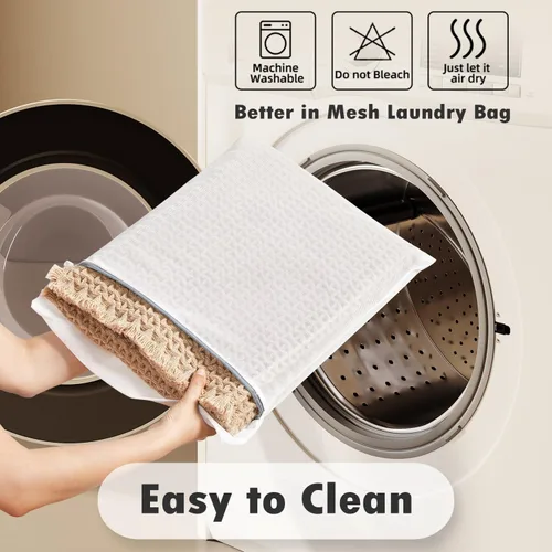 Miniatura 5 de TYUU Tapete de baño estilo gofre, tapete de baño bohemio, antideslizante, lavable, súper absorbente, de secado rápido, bonito tapete de baño