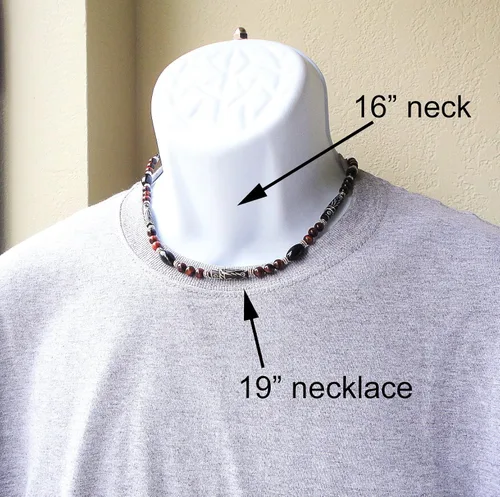 Miniatura 8 de Mami's Gem Studio Collar de estilo tribal para hombre, cuentas con hueso tallado, ónix negro y piedras preciosas, hecho a mano en Estados Unidos