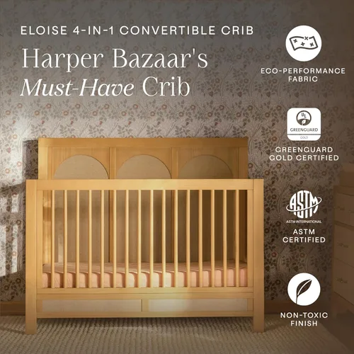 Miniatura 2 de Namesake Cuna convertible Eloise 4 en 1 en miel y arena de alto rendimiento, tejido ecológico, certificado GREENGUARD Gold Miel y Performance Sand