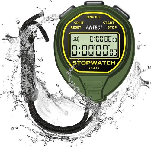Cronómetro de 20 vueltas con memoria, cronómetro impermeable, función de encendido/apagado, cronómetro digital simple, sin reloj, sin calendario,
