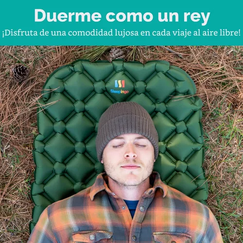 Miniatura 4 de Sleepingo Colchoneta de dormir ultraligera - Colchón inflable y compacto de aire de camping para mochileros, senderismo - Nuevo Verde