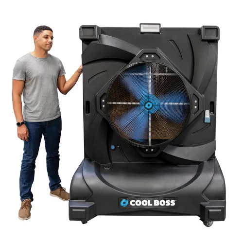 BendPak Cool Boss CoolBlast Enfriador de aire evaporativo, tanque de 80 galones, 10,645 CFM, cubre 2,125 pies cuadrados, control remoto, carcasa de