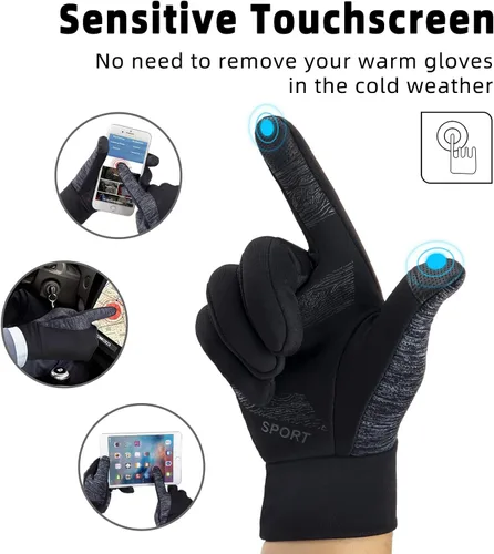 Miniatura 3 de BONFAD Guantes de invierno para hombres y mujeres, con pantalla táctil, guantes cálidos, para clima frío, resistentes al viento, para ciclismo
