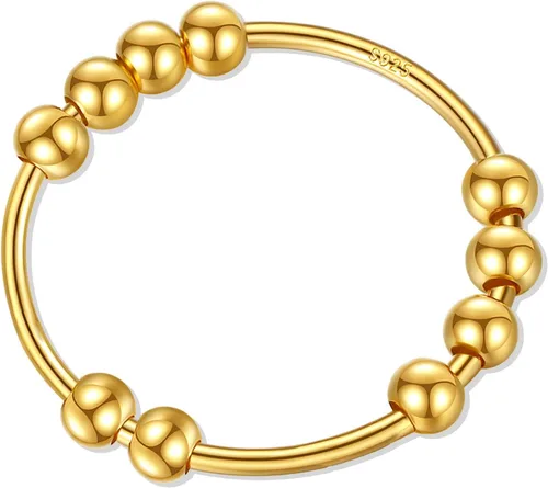 Miniatura 3 de Anillos de Plata de Ley 925 Anillos para la Ansiedad Anillo Fidget para Mujeres y Hombres Chapado en Oro de 14k Anillo Spinner para el Pulgar