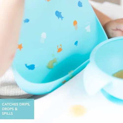 Miniatura 3 de Bumkins Baberos, bolsillo de silicona para bebés, babero para niña o niño, para 6-24 meses hasta niños pequeños, esencial imprescindible para comer