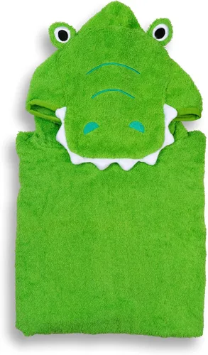 Hudz Kidz Poncho de toalla con capucha de alta calidad para niños y niños, suave 100% algodón, ideal para el baño, playa, piscina (cocodrilo verde)