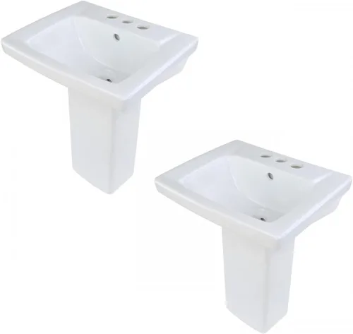Renovators Supply Manufacturing WeeWash - Fregadero de pedestal de baño infantil de 21.5 pulgadas de alto x 16 pulgadas de ancho, porcelana vítrea