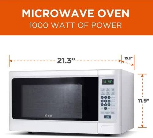 Miniatura 3 de Commercial Chef Microondas para encimera, 1.1 pies cúbicos, blanco y negro+Decker CM1160B Cafetera programable de 12 tazas, negro/acero inoxidable
