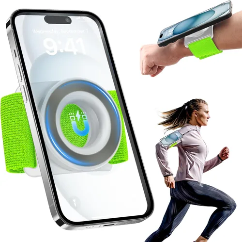 Miniatura 12 de Soporte de teléfono para correr para iPhone [giratorio de 360° y anticaída mejorado] Soporte magnético para teléfono celular, brazalete compatible