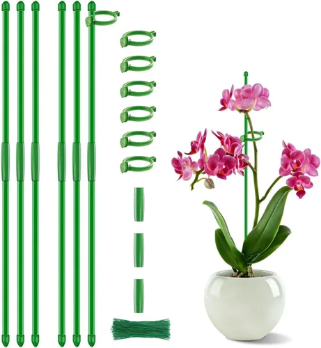 6 estacas de soporte para plantas de 17 pulgadas, palos de orquídea de jardín de SupKing extendidos a 3 pies, 4 pies y 5 pies, postes para plantas