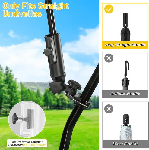 Miniatura 3 de Soporte de paraguas de carrito de golf resistente, base de aluminio ajustable de 180° para cochecito, bicicleta, silla de ruedas, bicicleta, silla