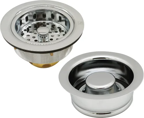 Miniatura 14 de Westbrass A2165-01 - Colador grande de cesta de cocina estilo poste de 4-1/4 pulgadas con brida de eliminación de residuos y tapón de drenaje, latón