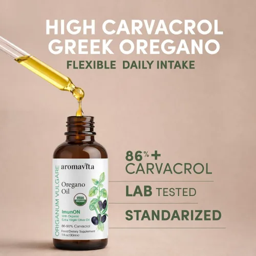 Miniatura 2 de Gotas de aceite de orégano Carvacrol 86-90% - Aceite de orégano líquido orgánico USDA - Dosificación flexible - Apoyo inmunológico y digestivo