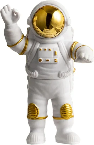 Miniatura 13 de Juego de 4 piezas de decoración de estatua de astronauta, adorno de figura de astronauta de poliresina azul, 3 piezas de espejo y 1 llavero