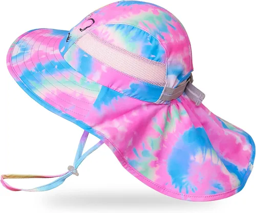 Miniatura 77 de Sombrero de sol para niños, protección UV, unicornio, verano, playa, jugar con ala ancha, solapa para el cuello para niñas y niños