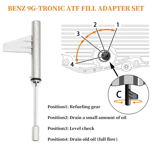 Miniatura 3 de Herramienta de llenado de aceite de transmisión de metal, compatible con fluido de transmisión ATF de 9 velocidades 9G-Tronic 725.0 de Mercedes