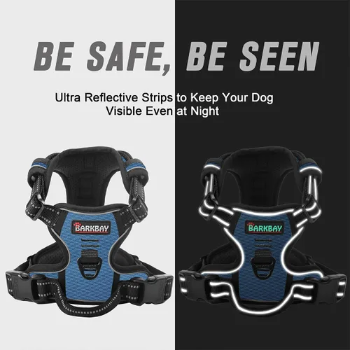 Miniatura 5 de Barkbay Arnés antitirones con clip frontal para perros, material resistente y reflectante, mango de fácil control para pasear perros grandes