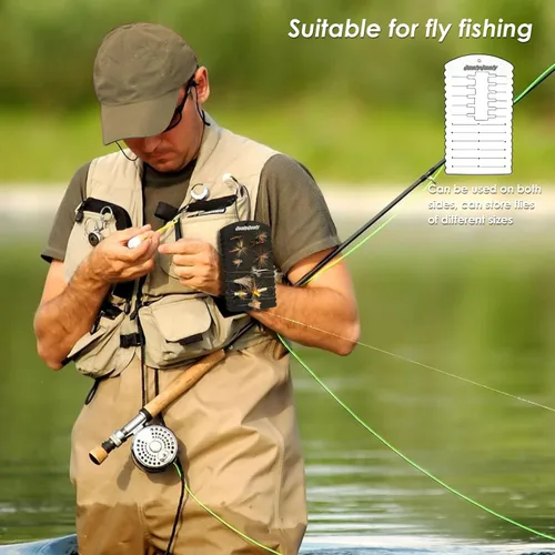 Miniatura 2 de QualyQualy Parche para moscas, paquete de 2 goteros, tarjeta de espuma ligera, accesorios de pesca con mosca para moscas y serpentinas Negro