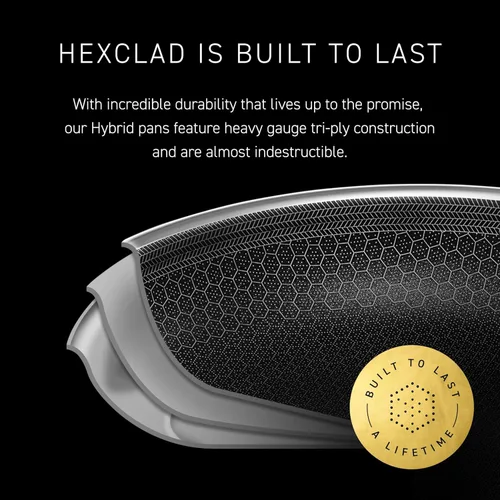 Miniatura 6 de HexClad Hybrid - Juego de utensilios de cocina antiadherentes de 10 piezas, wok de 12", parrilla de 12", ollas de 2, 3 y 8 Qt con tapas, y 2