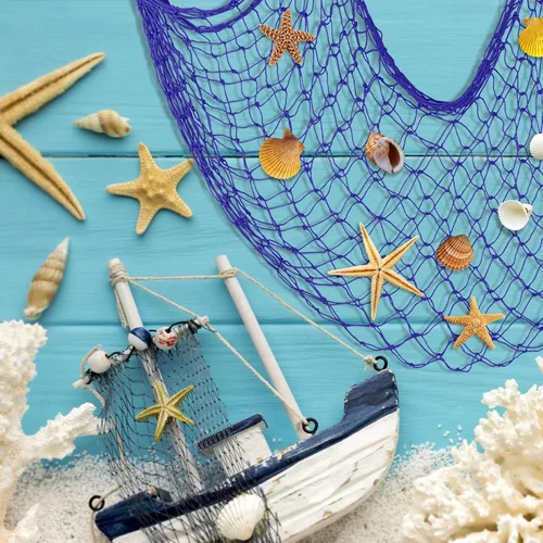 Miniatura 3 de Paquete de 2 Decoraciones de Red de Pesca para Fiesta Azul oscuro